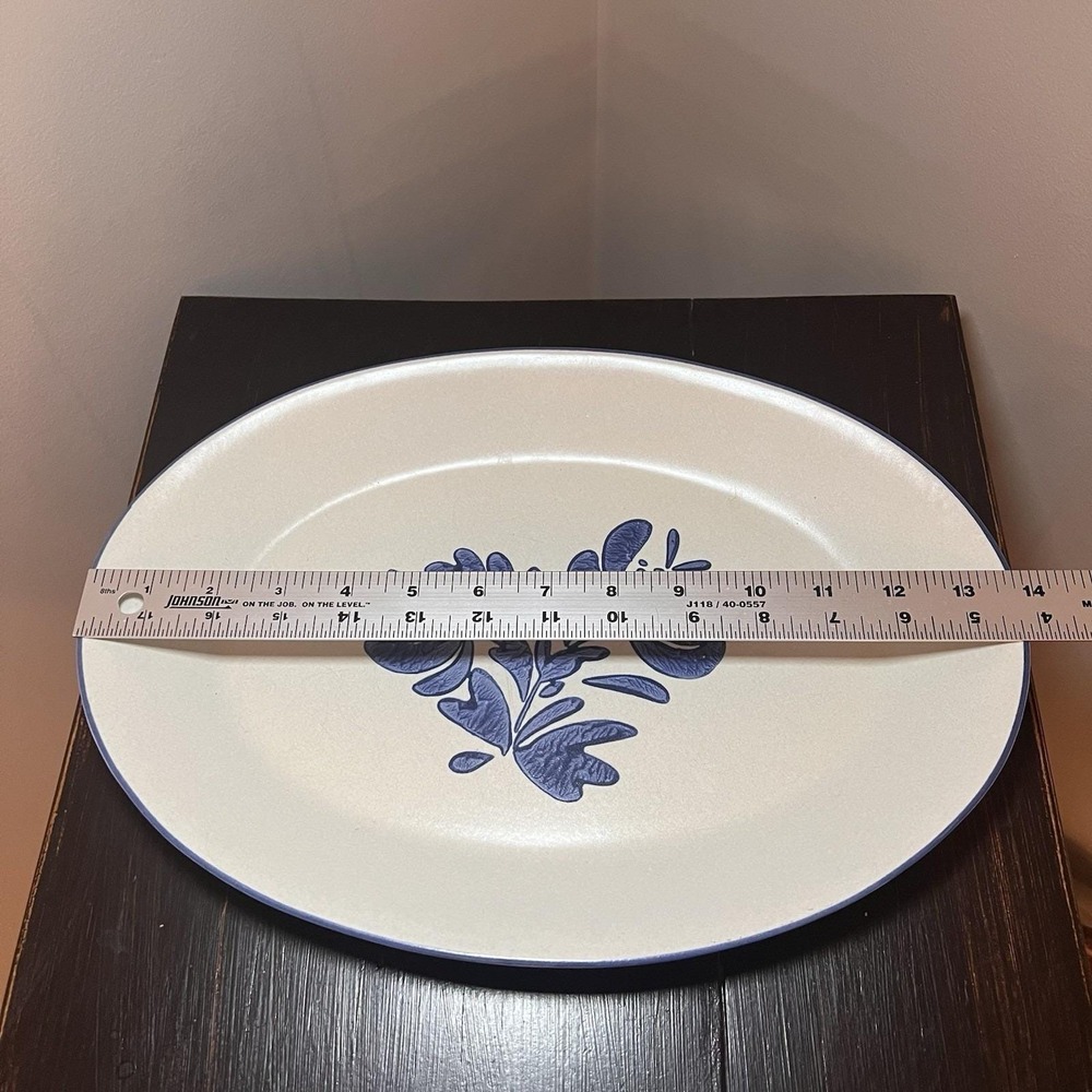 Pfaltzgraff Yorktowne Large 14" Oval Serving Platter #16 Blue White Vintage - Picture 8 of 10